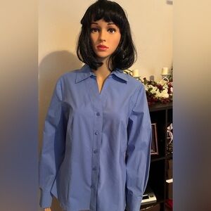 Worthington stretch easy care Size 14 Classic Women's Button-Up Shirt. Tapered